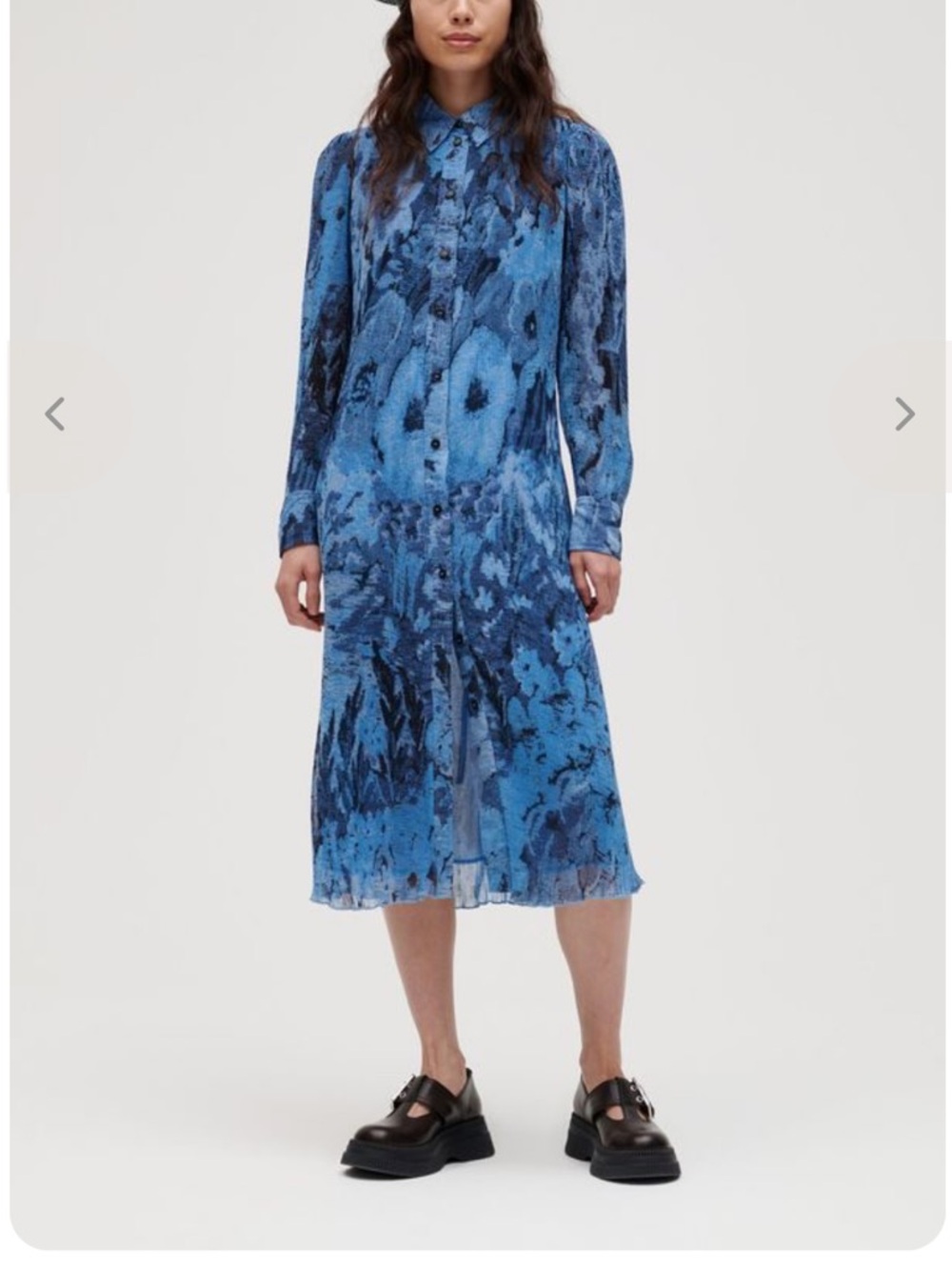 Ganni Printed Rib-Knit Midi Dress Size EU38 (US6)